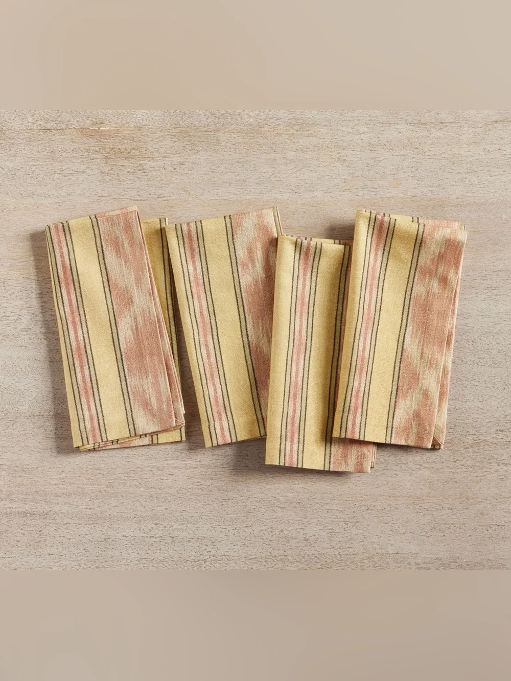 Pottery Barn Parker Ikat Stripe Cotton Napkins- Set of 4 NWT 20” Tablescape
